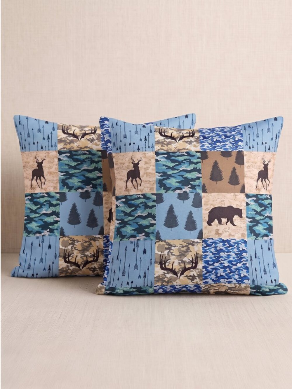 New Woodland Camo Patchwork Throw Pillow Covers Zipper 24"x24"